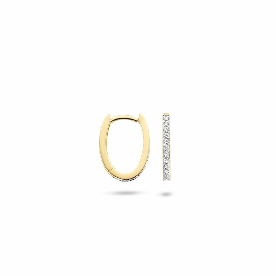 Blush Blush Damen Ovale Diamant 0.11Ct Creolen Gelbgold 7622Ydi | Ohrringe