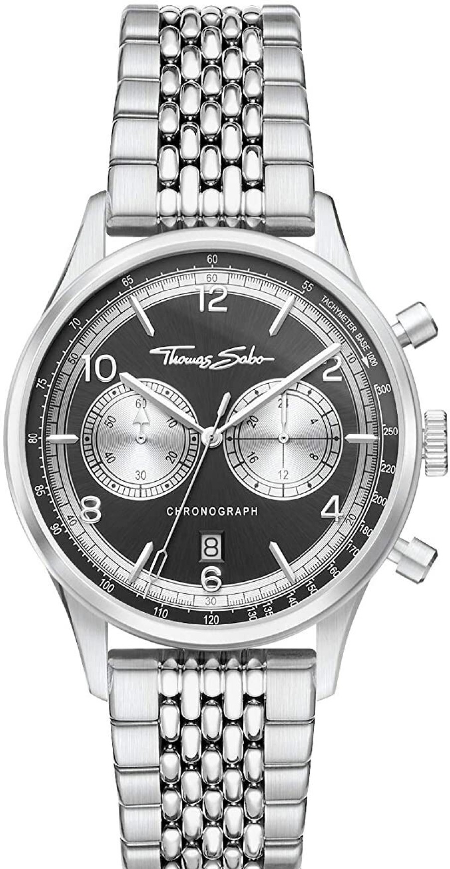 Thomas Sabo Herrenuhr Rebel At Heart Chronograph Silber Schwarz Wa0375-201-203-40 | Chronographen