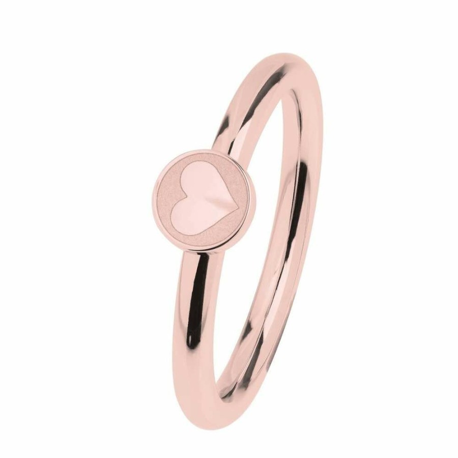 Ernstes Design Ernstes Design Damen Statement Ring Evia Mit Herzmotiv Grose 55 Rosegold R479-55 | Ringe