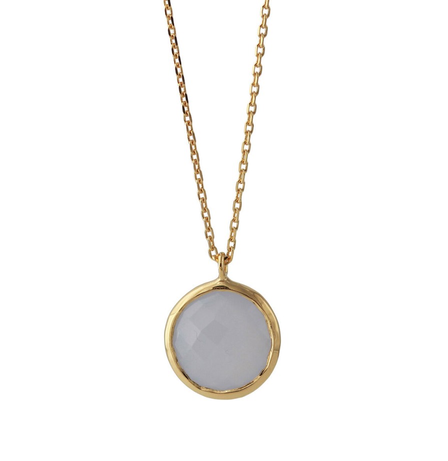 Campur Campur Collier Chalcedon, 18Ct Vergoldet, Kette 40+5 Cm Cs1754Ch | Halsketten