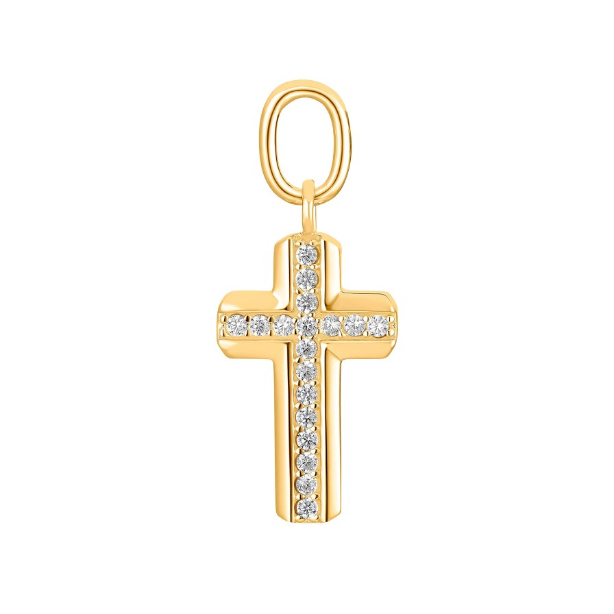 s.Oliver S.Oliver Damen Anhanger Kreuz Sterling-Silber 925 Gold Weis 2032930 | Charms & Anhanger