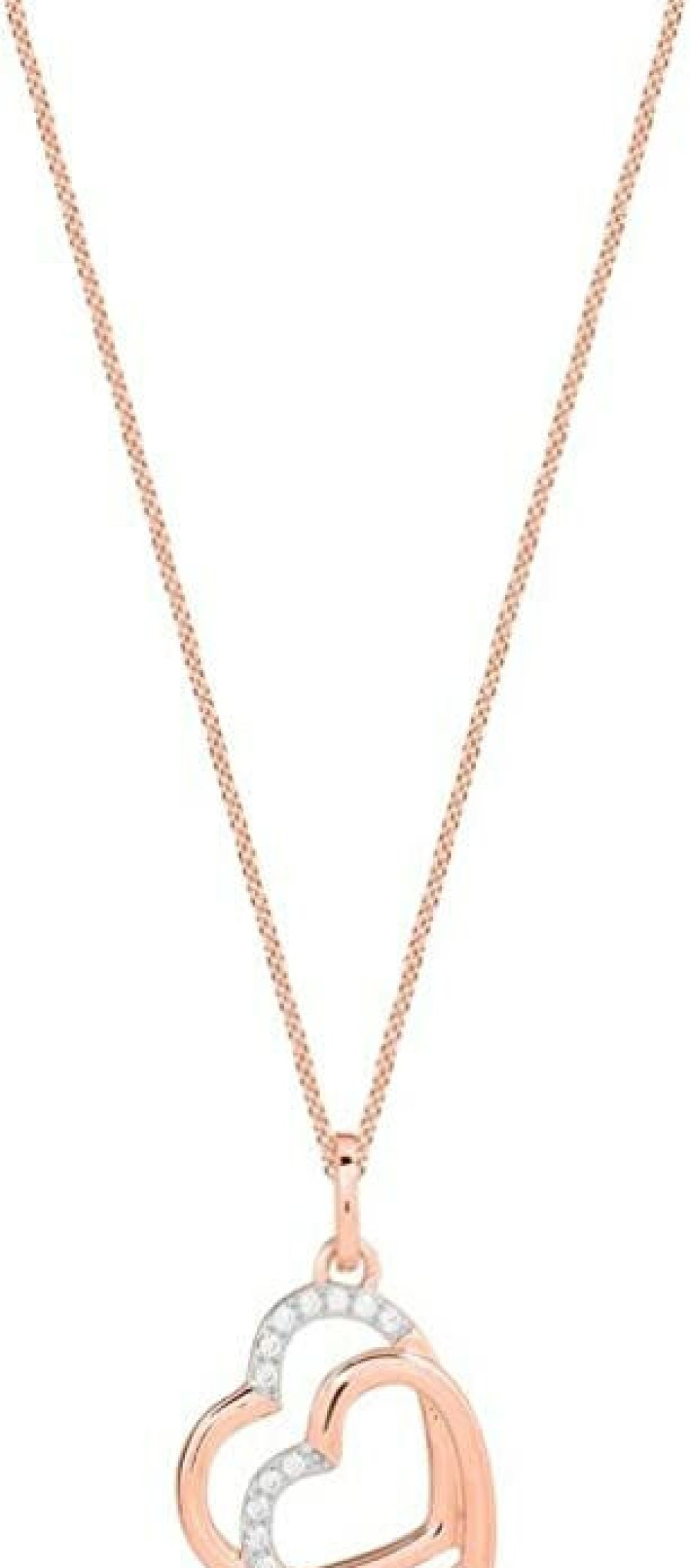 Xenox Xenox Damen-Kette Herz 925 Sterling Silber Rose Zirkonia 45Cm Xs3423R | Halsketten