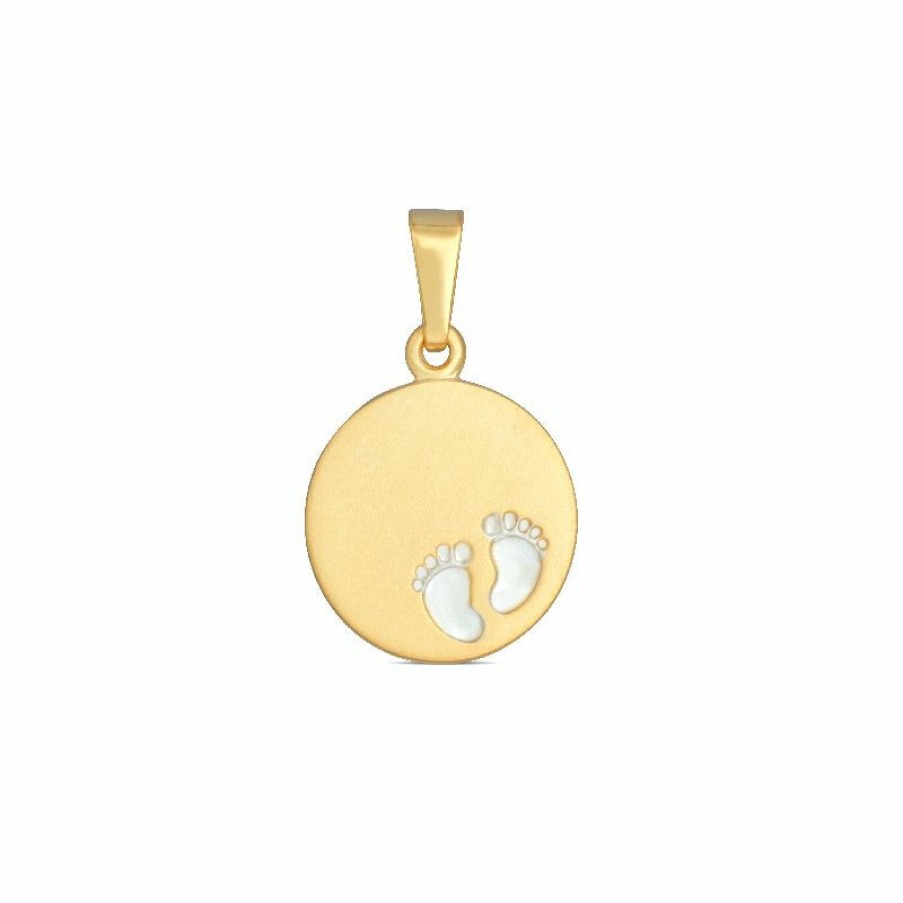 Dein-Juwelier Kollektion Damen Anhanger Coin Gravurplatte Mit Babyfusen Gold 803.1112 | Charms & Anhanger