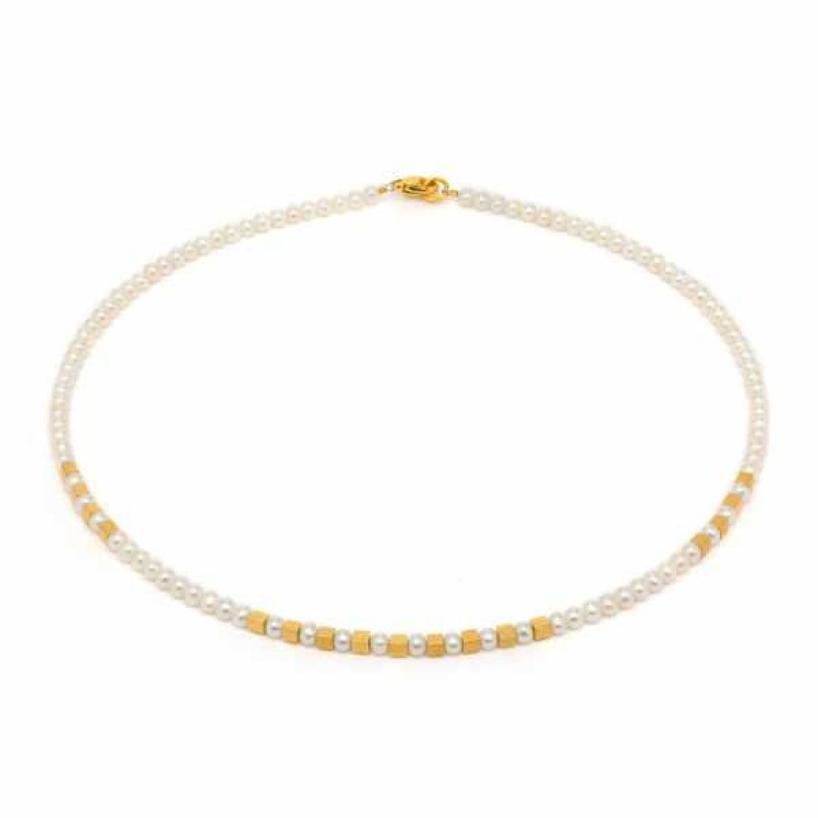 Bernd Wolf Bernd Wolf Damen Halskette Cubis Collier Mit Weisen Perlen Gold 84446656 | Halsketten