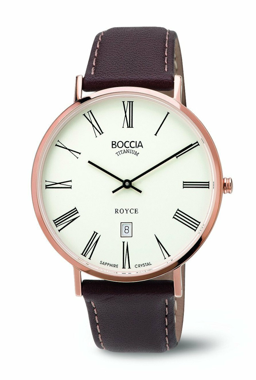 Boccia Boccia Herren-Armbanduhr Analog Quarz Leder Weis (Braun/Weis), 3589-06 | Analoguhren