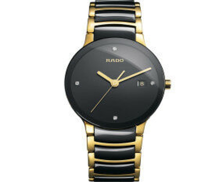 Rado Rado Uni Analoguhr Centrix Diamonds Schwarz Gold R30929712 | Analoguhren