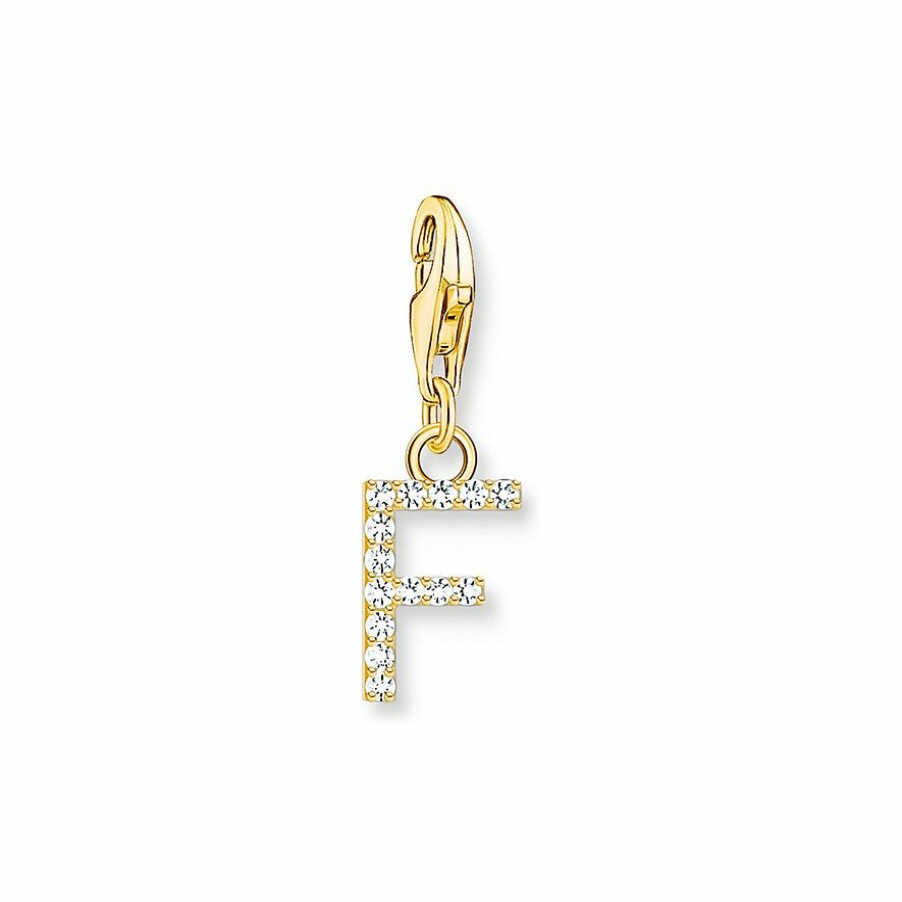 Thomas Sabo Thomas Sabo Damen Zirkonia Charm Buchstabe F Gelbgold 1969-414-14 | Charms & Anhanger