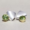 Campur Campur Silberohrstecker Mit 8 Mm Peridot, Bicolor Es1748P | Ohrringe