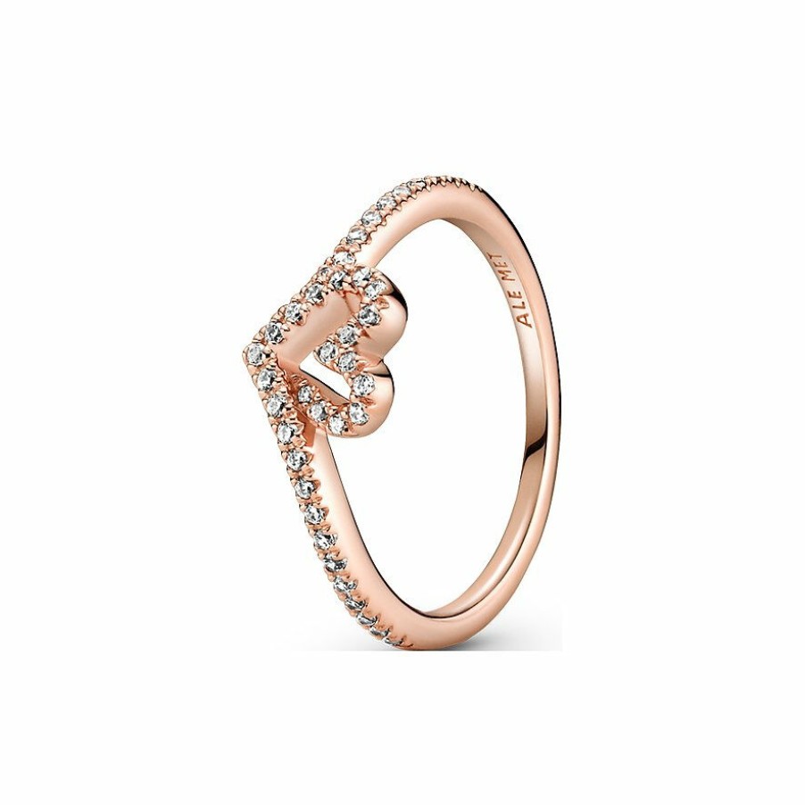 Pandora Pandora Timeless Damen Ring Wishbone Heart Grose 52 Rosegold 189302C01-52 | Ringe