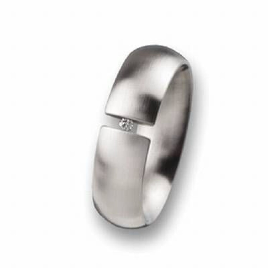 Ernstes Design Ernstes Design Damen Edelstahl Ring Mit Brillant Grose 54 Silber R30-7-Bri-54 | Ringe