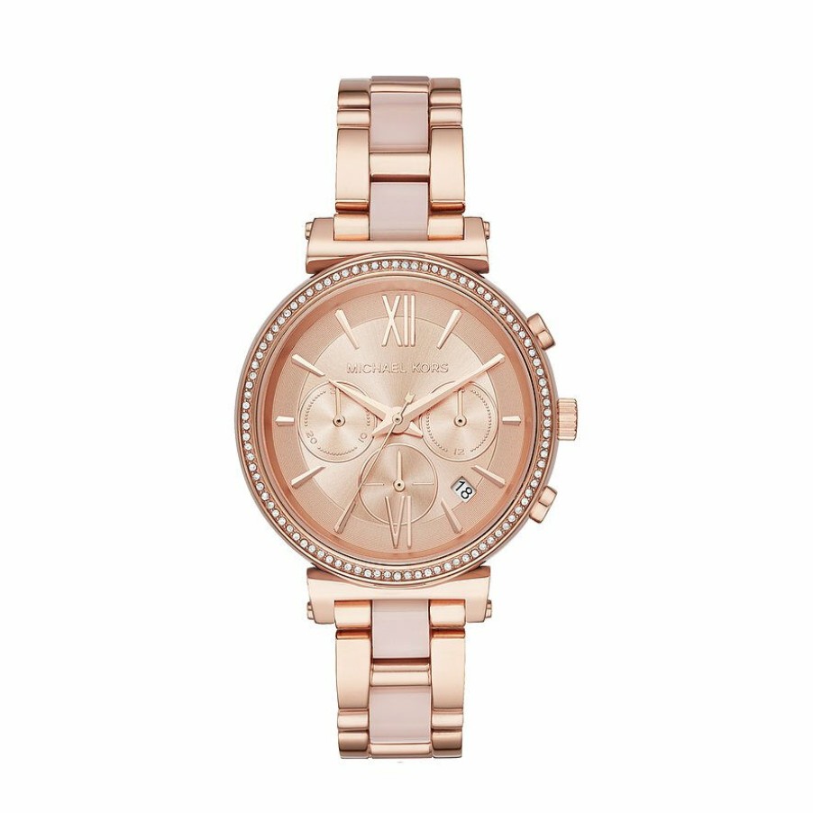 Michael Kors Michael Kors Damen Chronograph Sofie Mit Zirkonia Steinen Rosegold Mk6560 | Chronographen