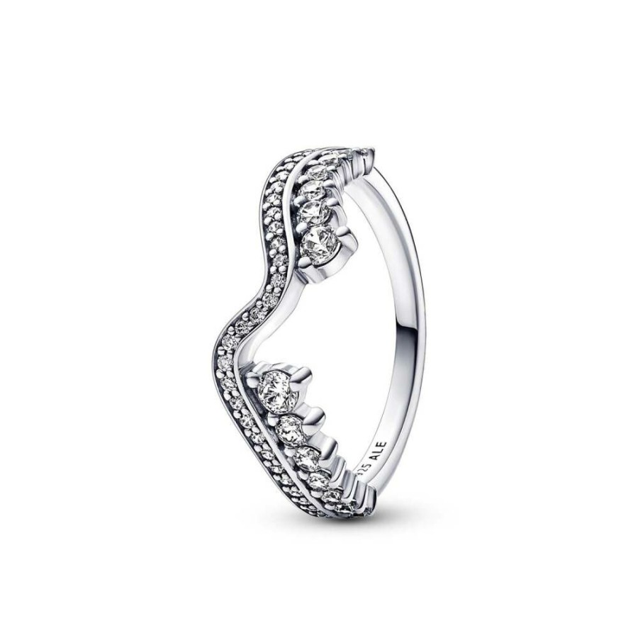 Pandora Damen Sparkling Asymmetric Wave Ring 192543C01-56 | Ringe