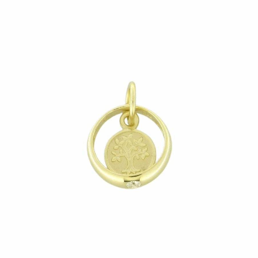 Dein-Juwelier Kollektion Kinder Anhanger Mit Lebensbaum Coin Und Zirkonia Stein Gold 803.1114 | Charms & Anhanger