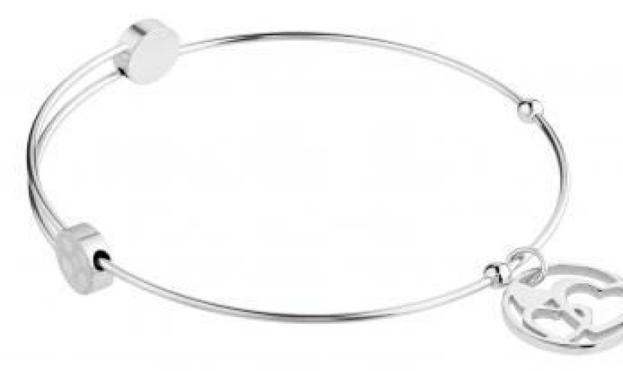 Ernstes Design Ernstes Design Damen Armreif Mit Herzen Anhanger Silber A309 | Armbander