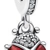 Pandora Pandora Moments Damen Charm Anhanger Roter Marienkafer Silber 792571C01 | Charms & Anhanger