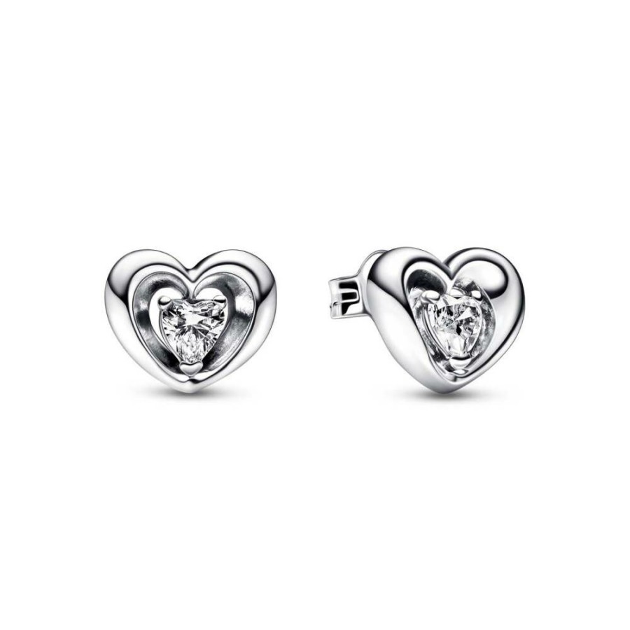 Pandora Damen Radiant Heart & Floating Stone Ohrstecker 292500C01 | Ohrringe