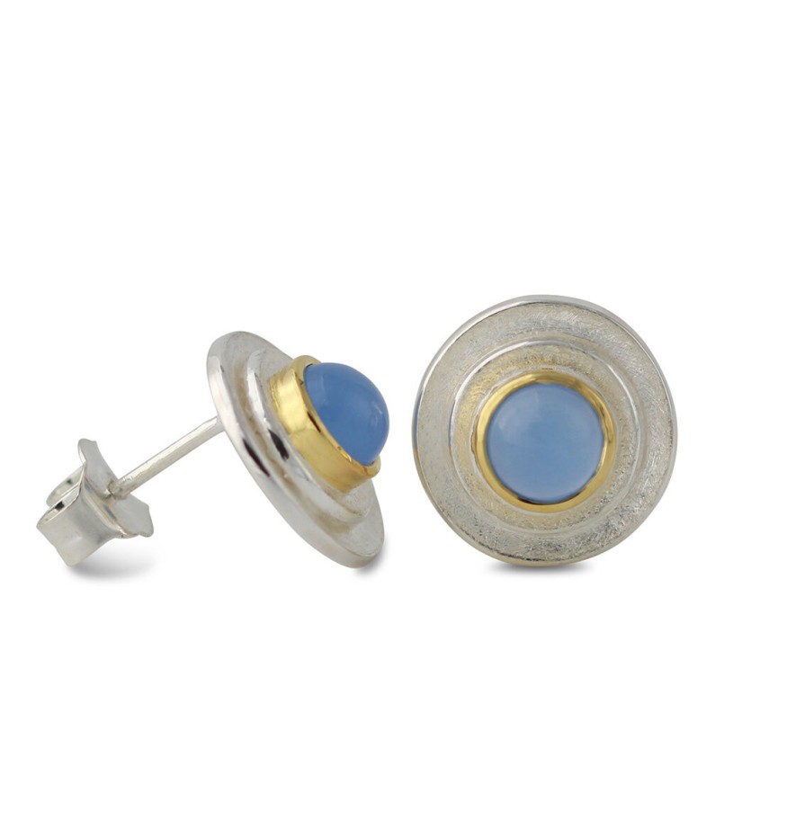 Campur Silberohrstecker Mit 6Mm Chalcedon, 18Ct Vergoldet | Ohrringe