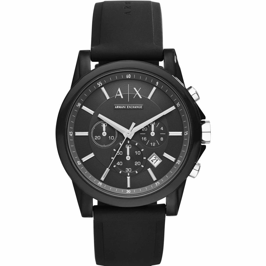 Armani Exchange Armani Exchange Herren-Chronograph, Silikonuhr, 44 Mm Gehausegrose | Chronographen