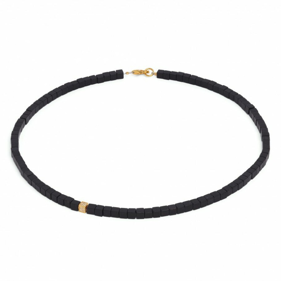 Bernd Wolf Bernd Wolf Damen Halskette Mit Schwarzen Onyx Steinen Collier 43Cm Gold 84493896 | Halsketten