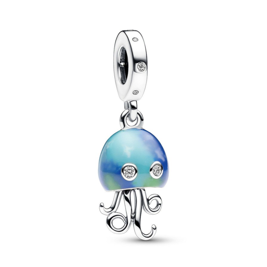 Pandora Pandora Moments Damen Anhanger Blaue Qualle Mit Farbwechsel Silber 792704C01 | Charms & Anhanger