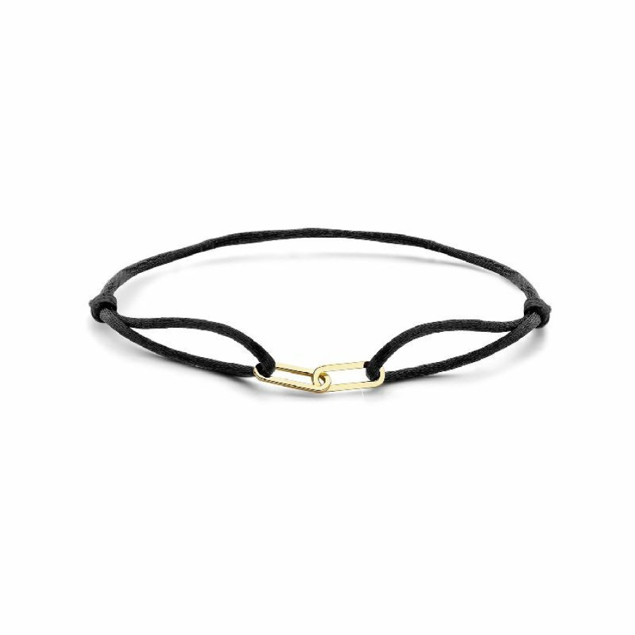 Blush Blush Damen Seidenschnur Armband Schwarz Mit Gold Element 2180Ygo | Armbander