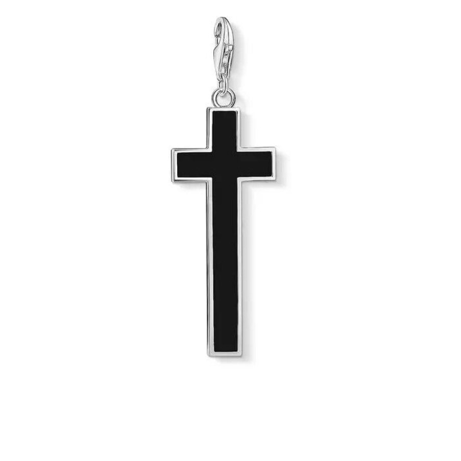 Thomas Sabo Thomas Sabo Damen Anhanger Schwarzes Kreuz Charm Silber Y0020-024-11 | Charms & Anhanger