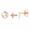 Xenox Xenox Damen Ohrstecker Weltkugel Mit Flugzeug Motiv Rosegold Xs3164R | Ohrringe