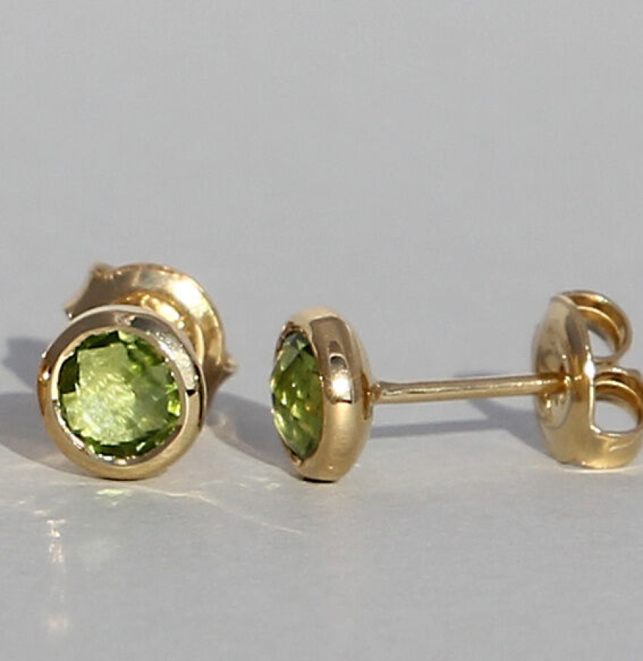 Campur Campur Silberohrstecker 18Ct Vergoldet Mit Peridot | Fine Flat Es1382P | Ohrringe