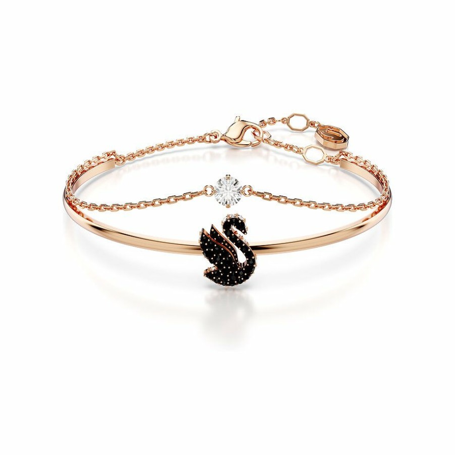 Swarovski Swarovski Damen Armreif Black Swan Iconic 17Cm Rosegold 5678048 | Armbander