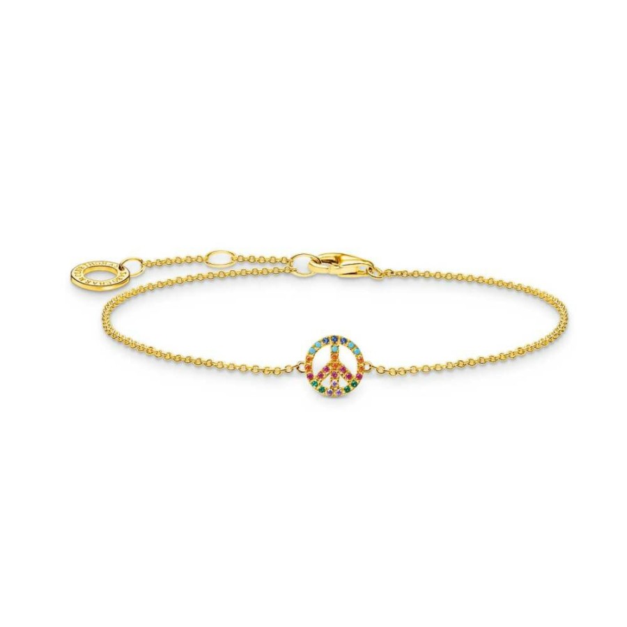 Thomas Sabo Thomas Sabo Charm Club Armband Peace Zeichen Gold A2083-488-7-L19V | Armbander