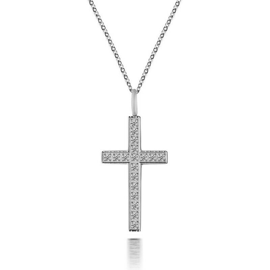 Dein-Juwelier Kollektion Damen Halskette Mit Zirkonia Kreuz Lange 49Cm Silber 1401511 | Halsketten